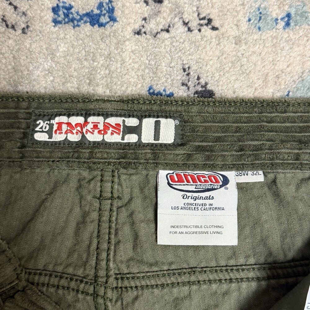 JNCO 26 Twin Cannon Wale Corduroy Winter Moss Baggy Wide Leg Pants Men 38x32 EUC - Picture 5 of 12
